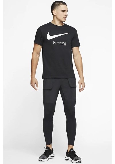 Nike Running Dri Fit Mens T-shirts Erkek Koşu Tişört Siyah Siyah