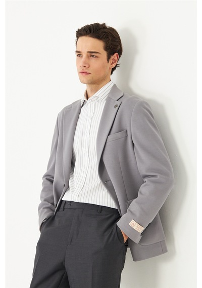 Gri Klasik Kesim Blazer Ceket Gri