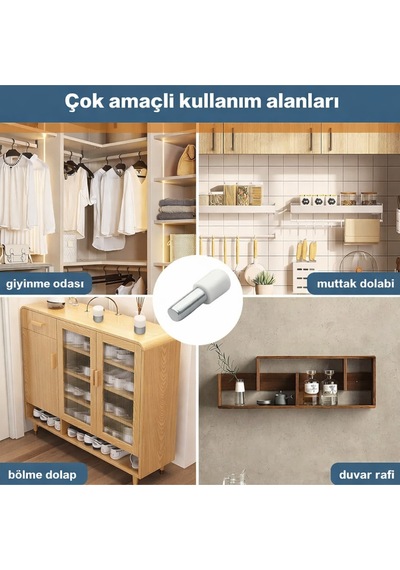 Plastik Başlı Geçmeli Metal Raf Altı Pimi Dolap İçi Raf Tutucu Çivisi Beyaz 50 Adet Beyaz