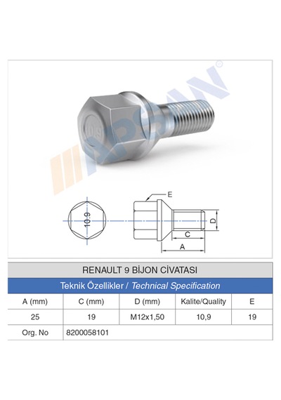 20 Adet Renault 9 Bijon Civatsı