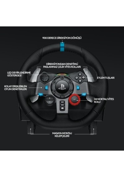 Logitech G G29 Ps5, Ps4 Ve Pc İle Uyumlu Driving Force Yarış Direksiyonu -
