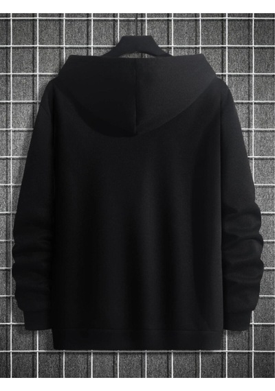 Startmore Siyah Unisex Kadın/erkek Dik Renkli Oversize Kapüşonlu