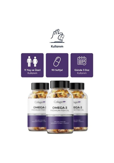 Collagen Forte 3 Adet Omega-3 Premium Fish Oil 90 Softgel X 1000mg
