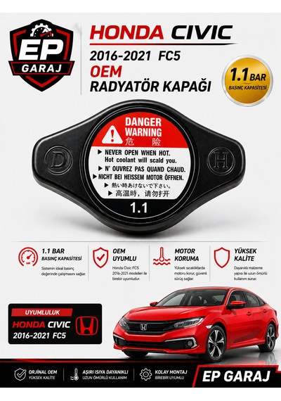 Honda Cıvıc Fc5 2016 2021 Oem Radyatör Kapağı 1.1 Barradyatör Kapağı 1.1 Bar