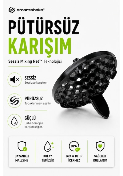 Smartshake Reforce Paslanmaz Çelik Serisi 900 Ml Siyah Protein Shaker
