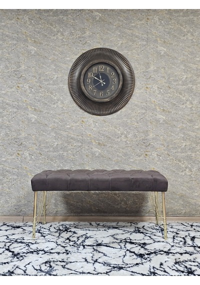 Zafir Gold Tel Ayaklı 90 Cm Puf Bench - Puf - Bench - Kasalı Oturak - Oturak - Yatak Ucu Puf Kahverengi