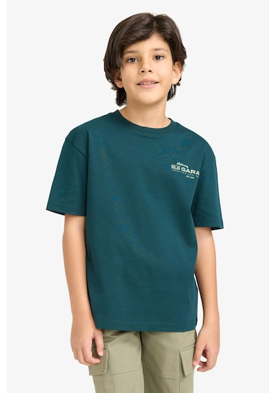 Defacto Erkek Çocuk Oversize Geniş Kalıp Bisiklet Yaka Slogan Baskılı Kısa Kollu Tişört G6485a826smgn465 Yeşil-gn465