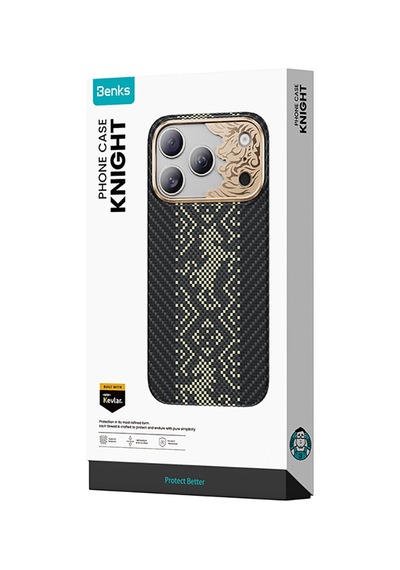Apple iPhone Uyumlu 17 Pro Max Kılıf M-safe Şarj Özellikli Karbon Fiber Benks Knight Armorair Kevlar Kapak Siyah