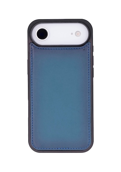 Bloomcase Magic Wallet Midnight Blue Hakiki Deri Apple Uyumlu iPhone 17air 6.5" Cüzdanlı Telefon Kılıfı Mavi