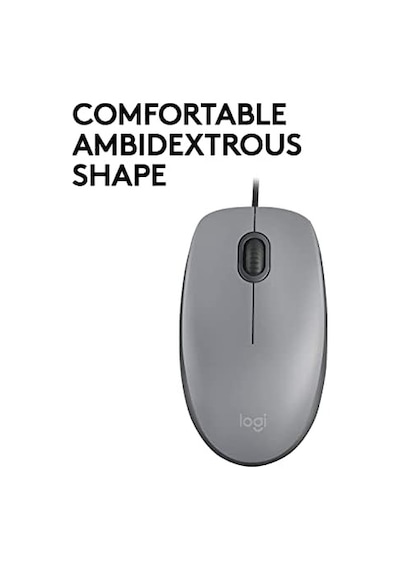 M110 Usb Kablolu Sessiz Mouse, Dizüstü Bilgisayar, Notebook, Pc Ve Mac İçin Quiet Click Teknolojili, Usb-a Bağlantılı, Sağ Ve Sol Elle Kullanıma Uygun, Gri