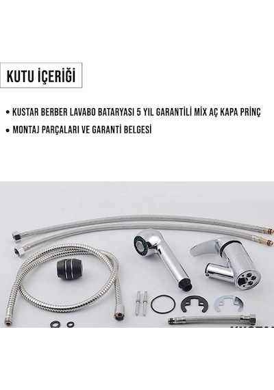 Beyazsu Mix Aç Kapa Pirinç Berber Lavabo Bataryası Pirinç