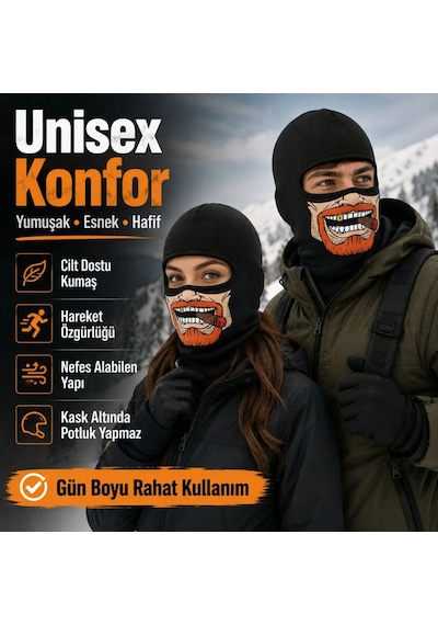 Unisex Sakallı Puro Baskılı Balaklava 1 Adet Tek Beden Viskoz Kask İçi Outdoor Maske 1 Siyah