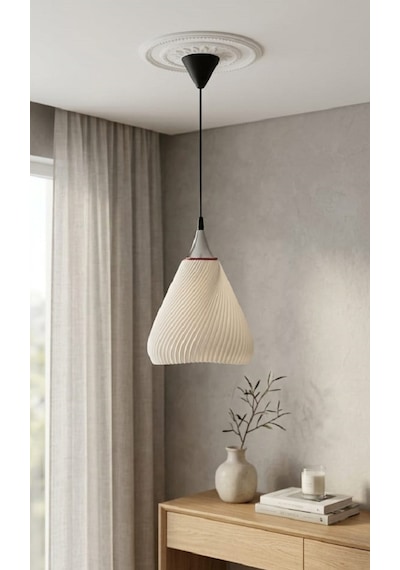 Modern 3d Tasarım Geometrik Sarkıt Abajur - Küçük Oda - Beyaz Beyaz