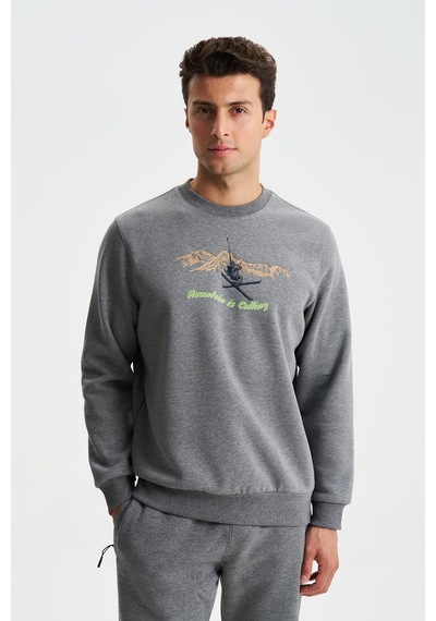 AR-MA Arma Erkek Regular Fit 3 İplik Şardonlu Pamuklu Bisiklet Yaka Sweatshirt 001
