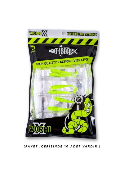 Silikon Kurt Yem - 1,1g 55mm - Fishack Wormix - 1 Adet - Uv - Fluo Green