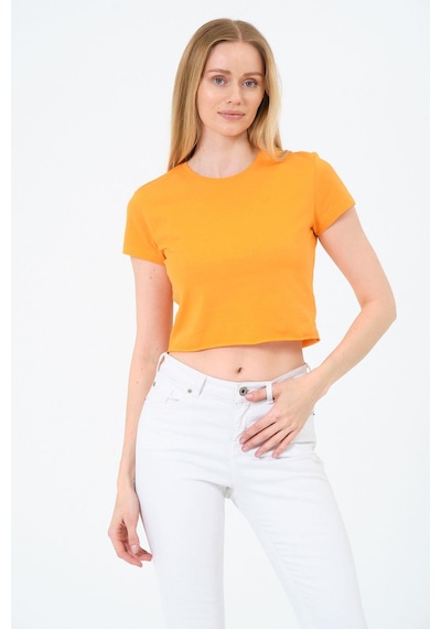 Kadın Kısa Kollu Oversize Crop Sari