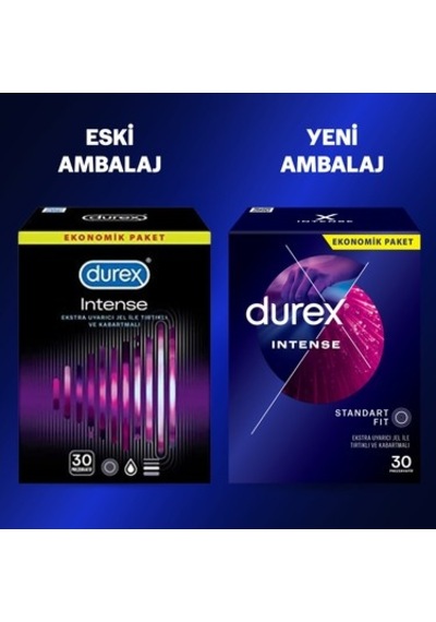 30 Adet Ekstra Uyarıcı Jelli Tırtıklı Prezervatif, Durex Kalitesinde