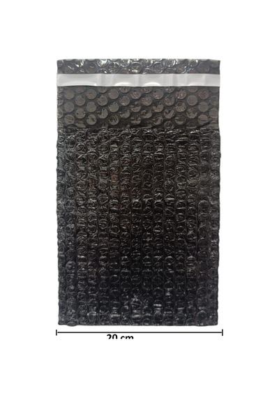 Siyah Bantlı Kapaklı Baloncuklu Torba, Balonlu Patpat Torba 20cm En X25cm Boy +5cm Kapak 25 Adet
