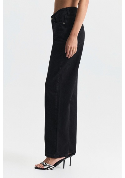 Antioch Yüksek Bel Straight Fit Jean Siyah