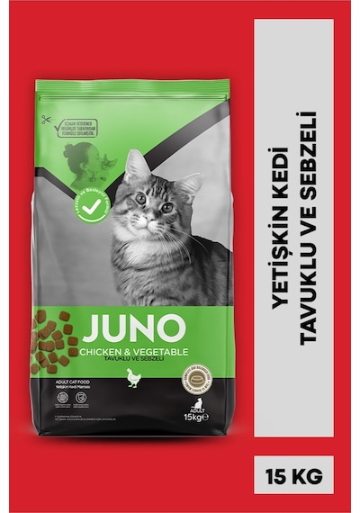 Juno Tavuklu Sebzeli Yetişkin Kedi Maması 15 Kg