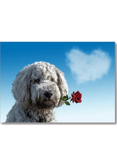 Cakasepetim Sevimli Köpek Gül Kalp Aşk Ahşap Mdf Tablo