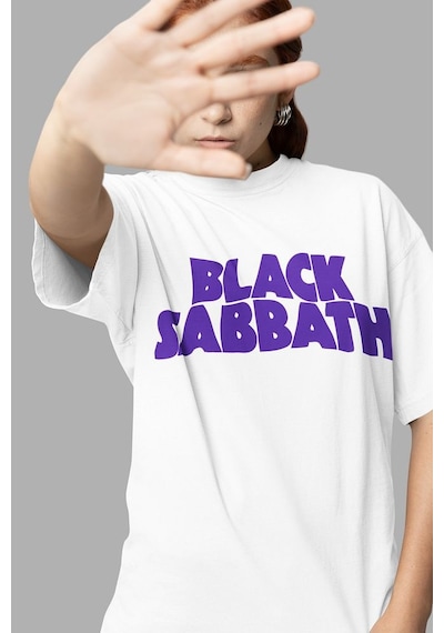 Sevbano Black Sabbath Müzik Grubu Baskılı Unisex Oversize Tasarım Tişört Beyaz