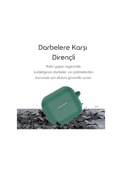Samsung Galaxy Buds 3-pro-3 Fe İçin Kulaklık Kılıfı Darbelere Ve Çizilmeye Karşı Kasa Koruyucu Buds 3 Pro Kılıfı Tam Koruma Sağlayan Extra Kalın Yapılı Taşıma Askılı Buds 3 Pro Koruma Yeşil