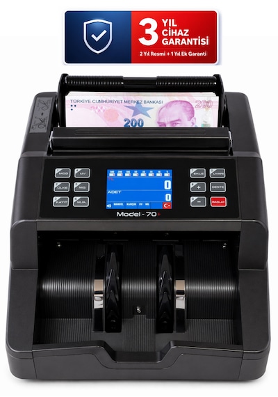 Sesli Karışık Para Sayma Makinesi Mıx70+ Gri Tl - Euro Karışık Sayım Dolar Adet Sayım Müşteri Ekranı