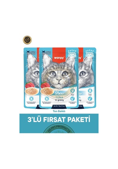 Wanpy Kedi Pouch Ton Balıklı 70 Gr X 3