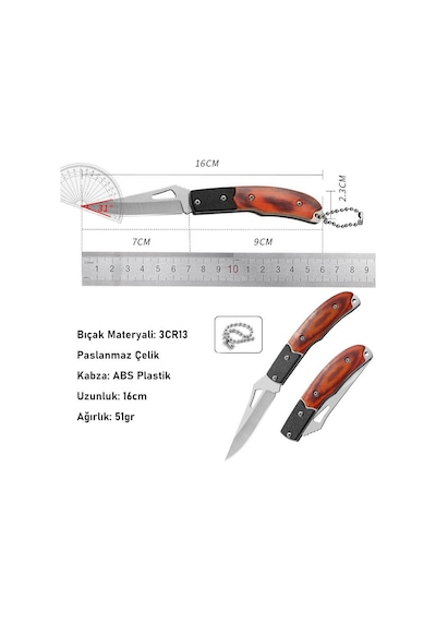 Valkyrie Katlanır Kamp Çakı 16cm 3cr13 Paslanmaz Çelik Mini Cep Kamp Bıçağı Outdoor Kullanım Anahtarlık Halkalı Kahverengi