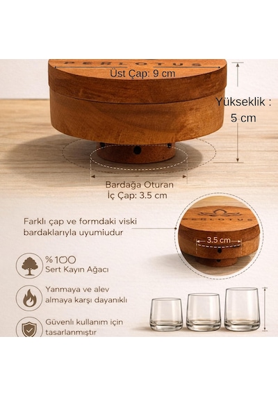 Tr Ahşap Viski Tütsüleme Seti Tüm Bardaklara Uyumlu Talaş,içi Boş Pürmüz,süzgeçli Aparat,kaşık