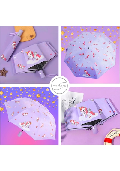 Heydiye Fantastik Kids Uv99+ Güneş / Yağmur Poni Otomatik Aç/kapa Şemsiye Çok Renk