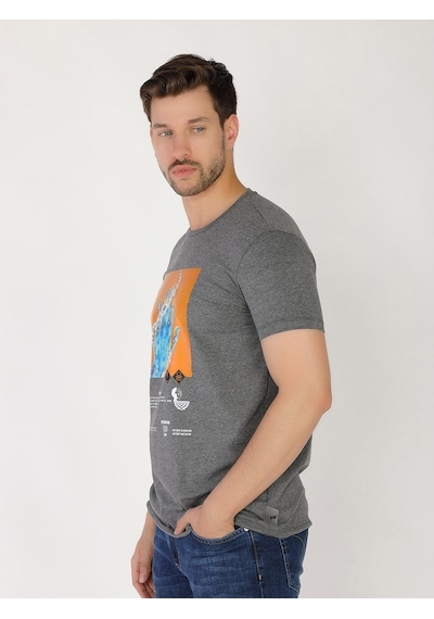 Roberto Cavalli Erkek Tshirt /M.Rob.0421.14023 Koyu Gri