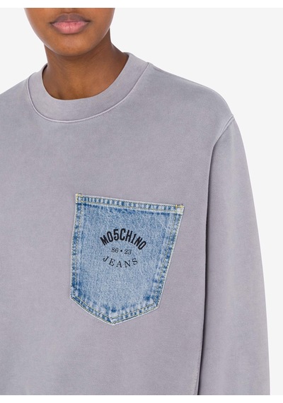Moschino Jeans Gri Kadın Bisiklet Sweatshirt 251k1a170932287490