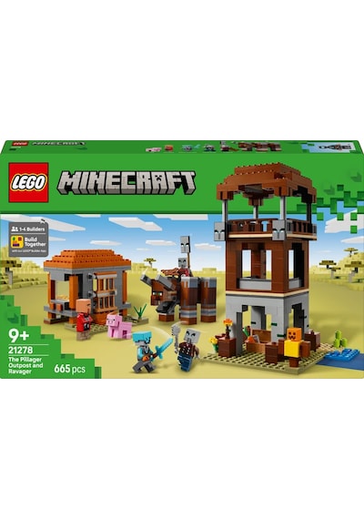 LEGO® Minecraft® Yağmacı Karakolu ve Çapulcu 21278 - 9 Yaş ve Üzeri Çocuklar için Video Oyunu Temalı Yaratıcı Oyuncak Yapım Seti (665P)