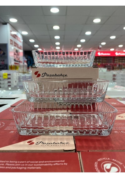Paşabahçe Frezya 530323 Servis Tabağı 3 Lü şeffaf