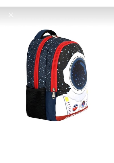 Newfull Astronot Baskılı Erkek Sırt Okul Çantası-2'li Set-syh Krm