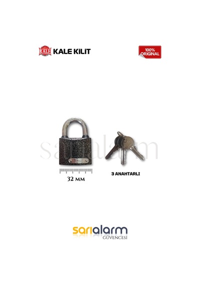 Kale Gri Asma Kilit 32mm Orta Boy