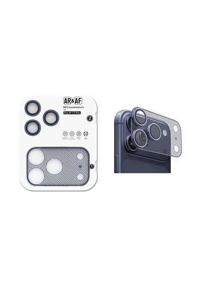 Senon Apple İphone 17 Pro Zore Cl-22 Parmak İzi Bırakmayan Anti-reflective 2in1 Kamera Lens Koruyucu Mavi