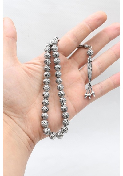 Erkek 925 Ayar Gümüş Tesbih Orta Boy -34 Gr- 901351 Gümüş