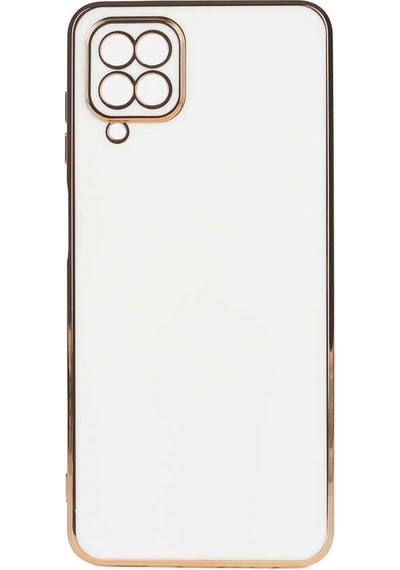 Kilifone - Galaxy A12 Uyumlu Kılıf Kenarları Parlak Altın Renkli Silikon Bark Kapak - Beyaz - T21633