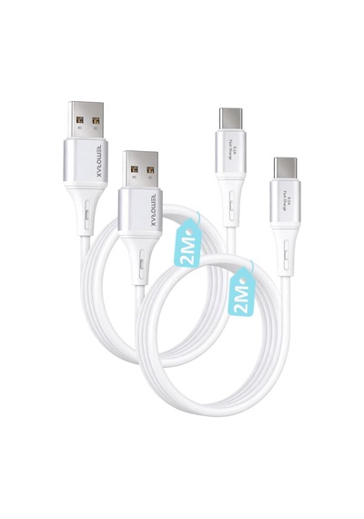 2ad X 2metre Set, Usb A-type C, 3.1a Hızlı Şarj Kablosu, Wahoo 2ad X 2metre Beyaz