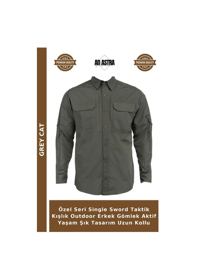 Grey Cat Özel Seri Single Sword Taktik Kışlık Outdoor Erkek Gömlek Aktif Yaşam Şık Tasarım Uzun Kollu Çok Renkli