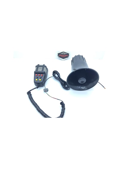 Tetra 7 Sesli Mikrofonlu Megafonlu 12V Güçlü Polis Sireni