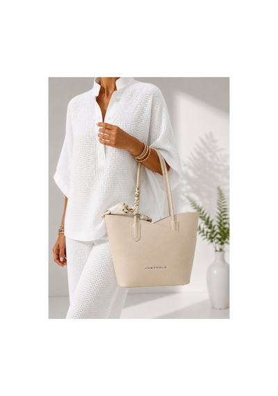 Just Polo Krem Kadin Omuz Cantasi 3'lu Set Gunluk Shopper Canta