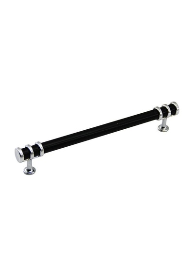 İbico 948 Boru Çekmece Kulp 12.8 Cm - Krom Yüzük Siyah Kulp- 10'li Paket