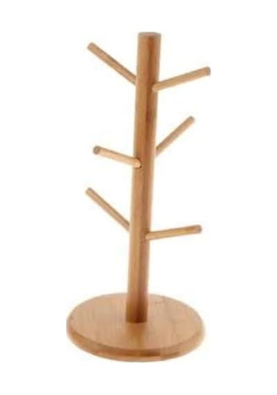 Ahşap Bambu Kupa Bardak Askısı 6'li Stand Doğal Mutfak Tezgahı İçin Kupa Standı Bardak Tutucu Modern Dekoratif D Diğer
