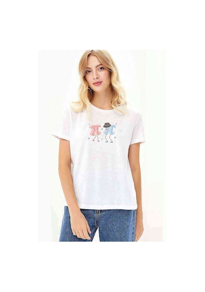 Pi Kadın Erkek Baskılı Beyaz Kadın Tshirt