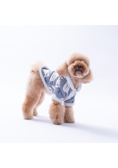 Barrow Frost Kutup Ayısı Desenli Köpek Ceketi Kalın Peluş Köpek Kıyafeti Kedi Kıyafeti