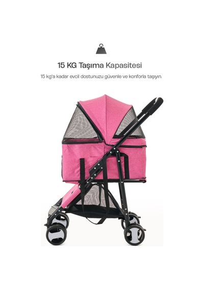 Justie Pet Flatiron Kedi & Köpek Arabası 91 x 45 x 70 CM